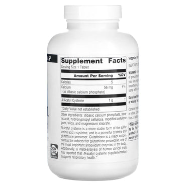 Source Naturals, N-Acetyl Cysteine 1000 mg, 180 Tablets UPC 021078026778 | Hilife Vitamins