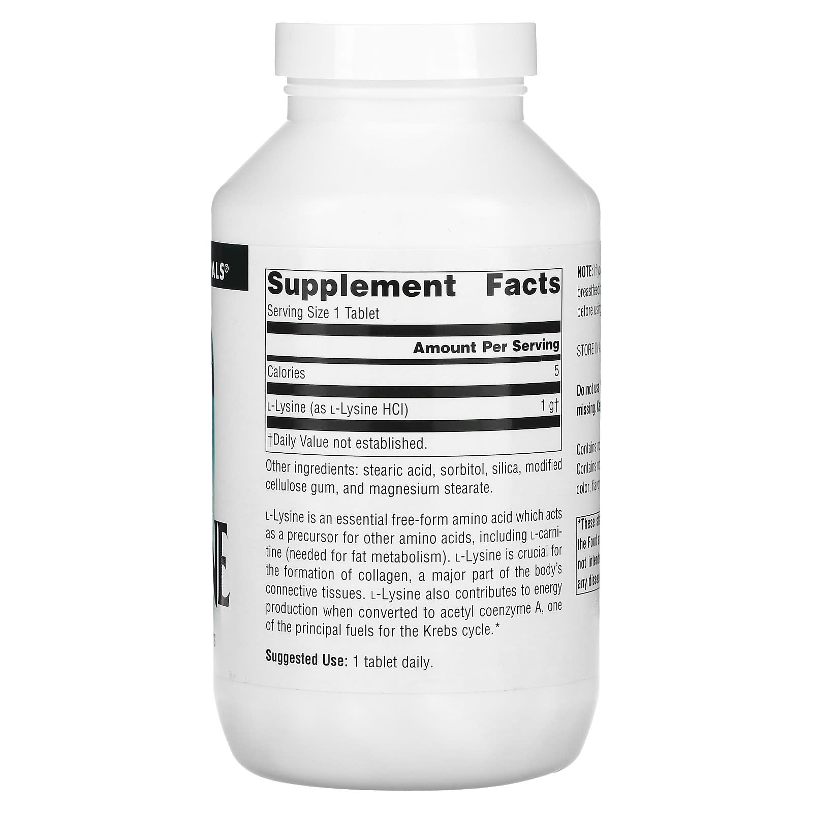 Source Naturals, L-Lysine 1000 mg, 200 Tablets UPC 021078026808 | Hilife Vitamins