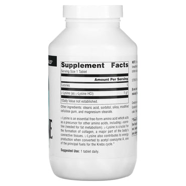Source Naturals, L-Lysine 1000 mg, 200 Tablets UPC 021078026808 | Hilife Vitamins