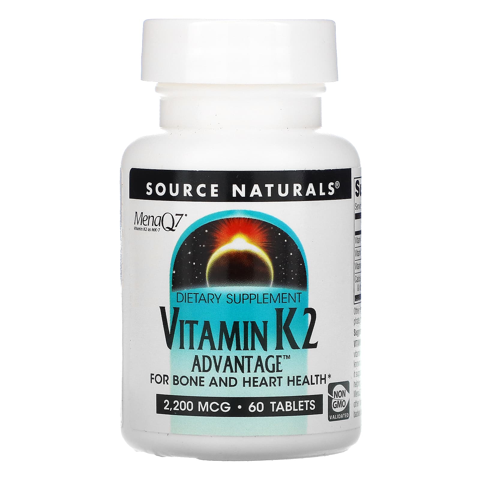 Source Naturals, Vitamin K2 Advantage 2200 mcg, 60 Tablets UPC 021078027102 | Hilife Vitamins