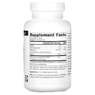 Source Naturals, Malic Acid 833 mg, 120 Tablets UPC 021078027805 | Hilife Vitamins