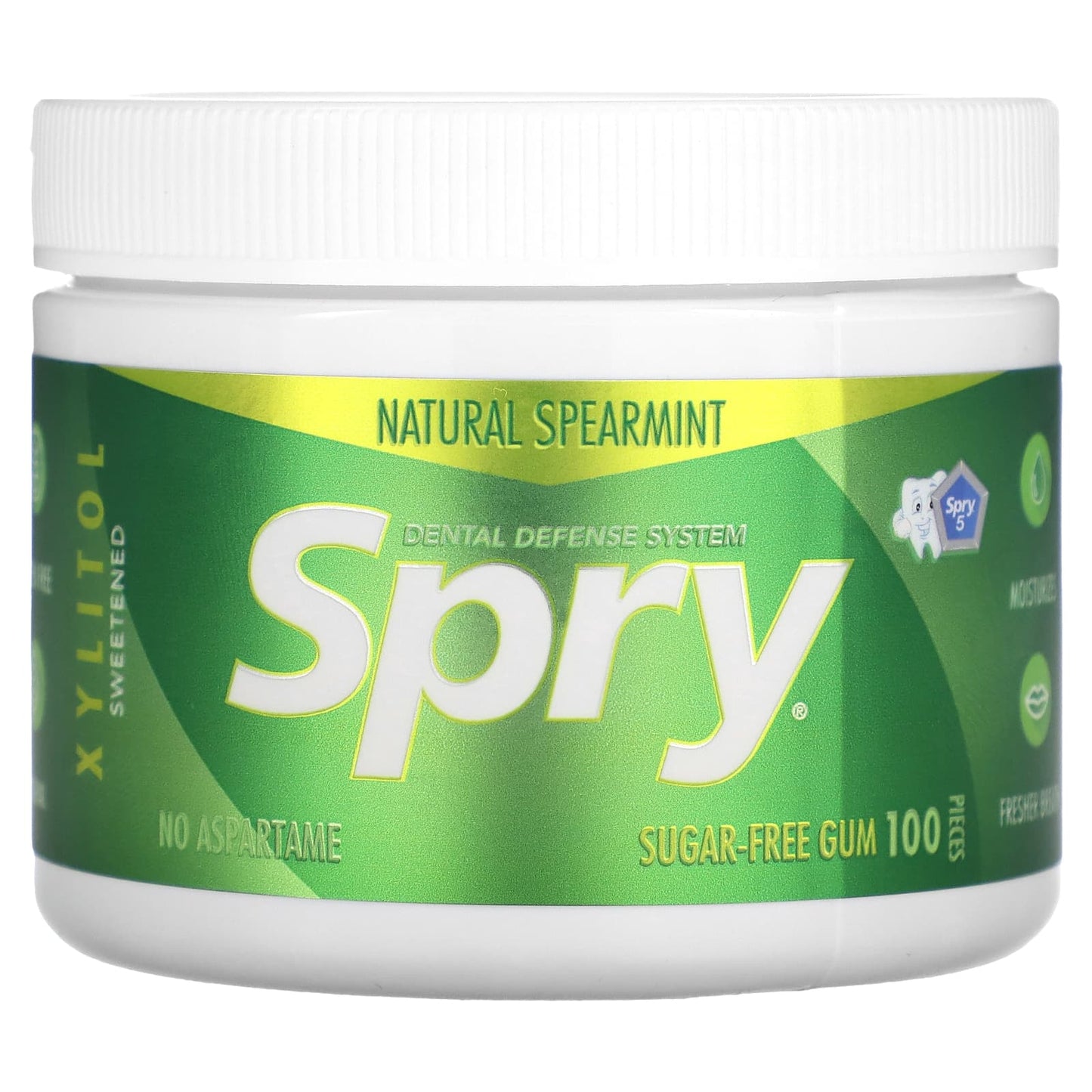 Spry, Spry Chewing Gum Spearmint With Xylitol, 100 UPC 700596000124 | Hilife Vitamins