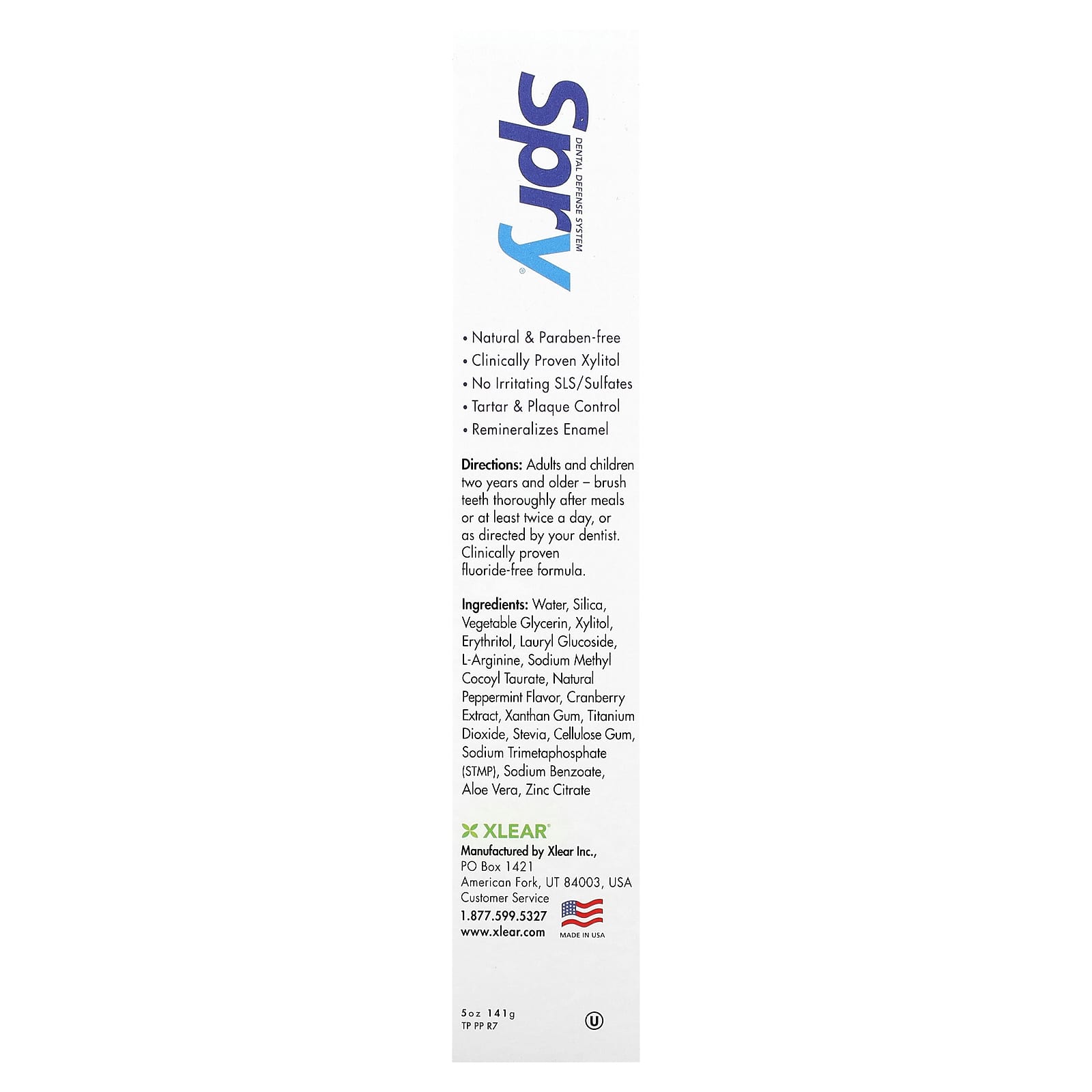 Spry, Spry Toothpaste Peppermint No Fluoride, 5 Oz UPC 700596000506 | Hilife Vitamins