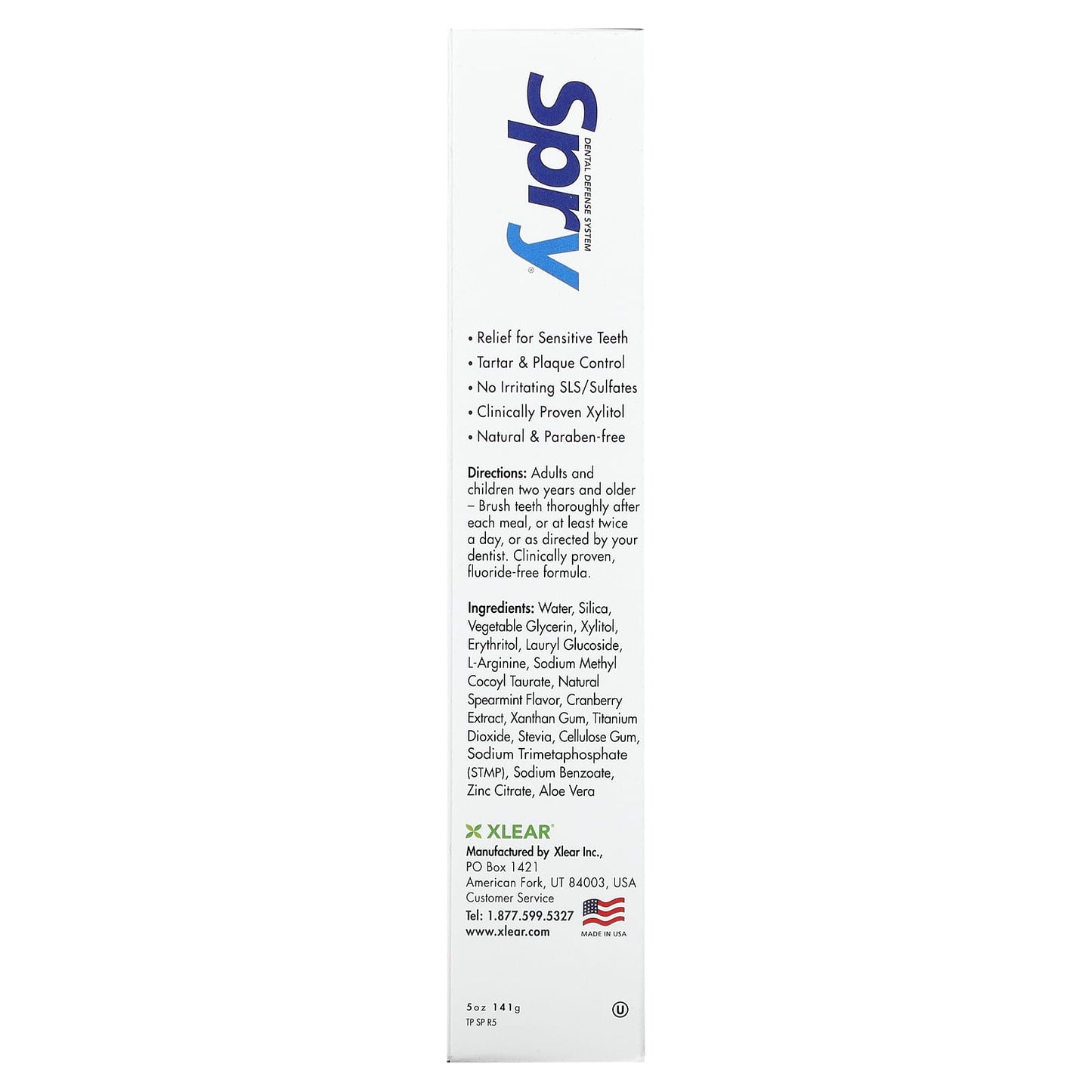 Spry, Spry Toothpaste Spearmint, 5 Oz UPC 700596001329 | Hilife Vitamins