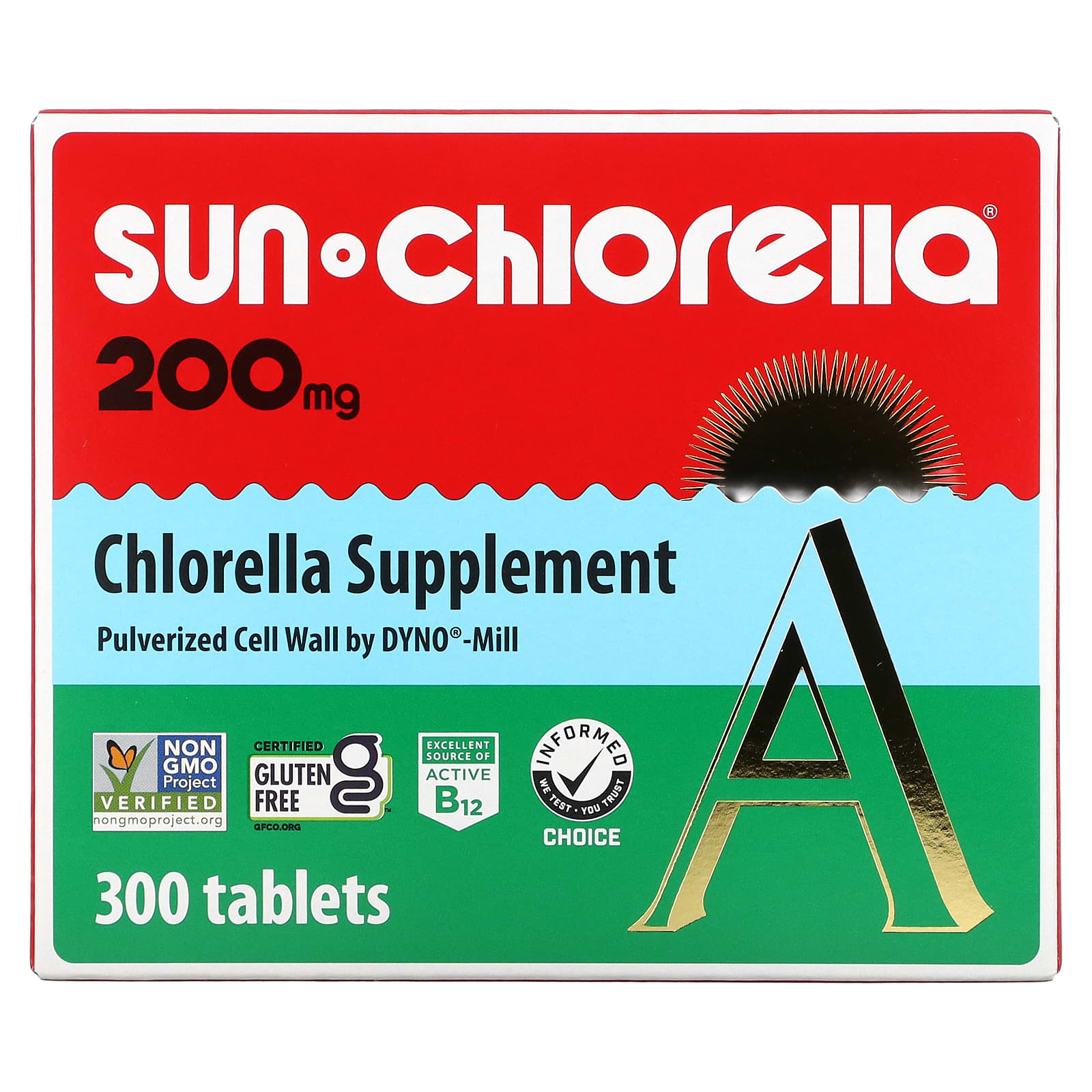 Sun Chlorella (Net Cost), Chlorella Regular 200mg, 300 Tablets UPC 029918011113 | Hilife Vitamins