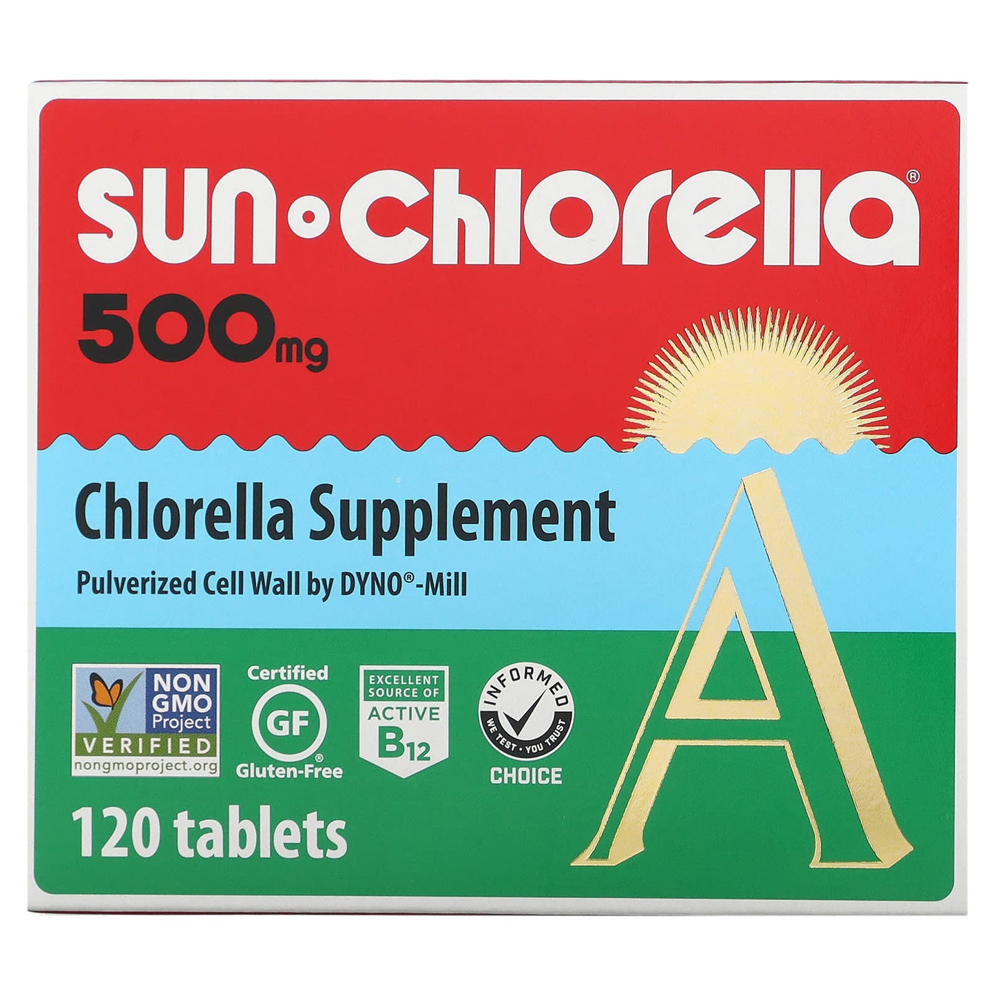 Sun Chlorella (Net Cost), Sun Chlorella 500mg, 120 Tablets UPC 029918015111 | Hilife Vitamins