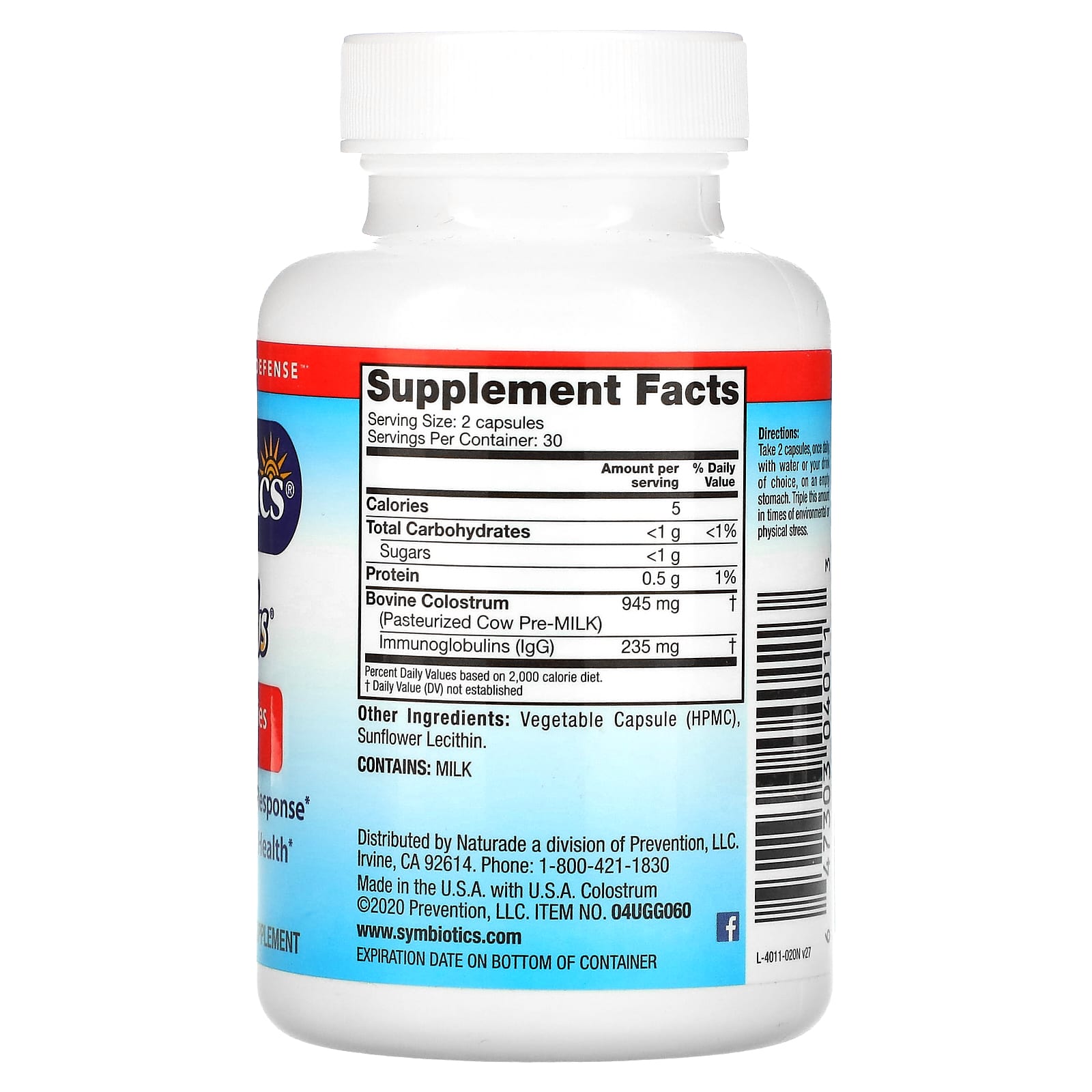 Symbiotics, Colostrum Plus w/BIO-Lipid, 60 Capsules UPC 647303040113 | Hilife Vitamins