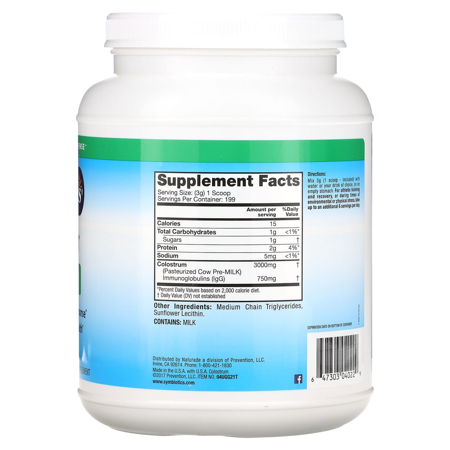 Symbiotics, Colostrum Plus w/BIO-Lipid Powder, 21 Oz UPC 647303040229 | Hilife Vitamins