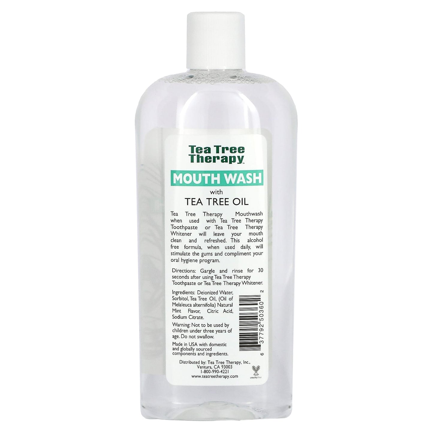 Tea Tree Therapy, Natural Mouthwash Alcohol Free Tea Tree, 12 Oz UPC 637792503602 | Hilife Vitamins