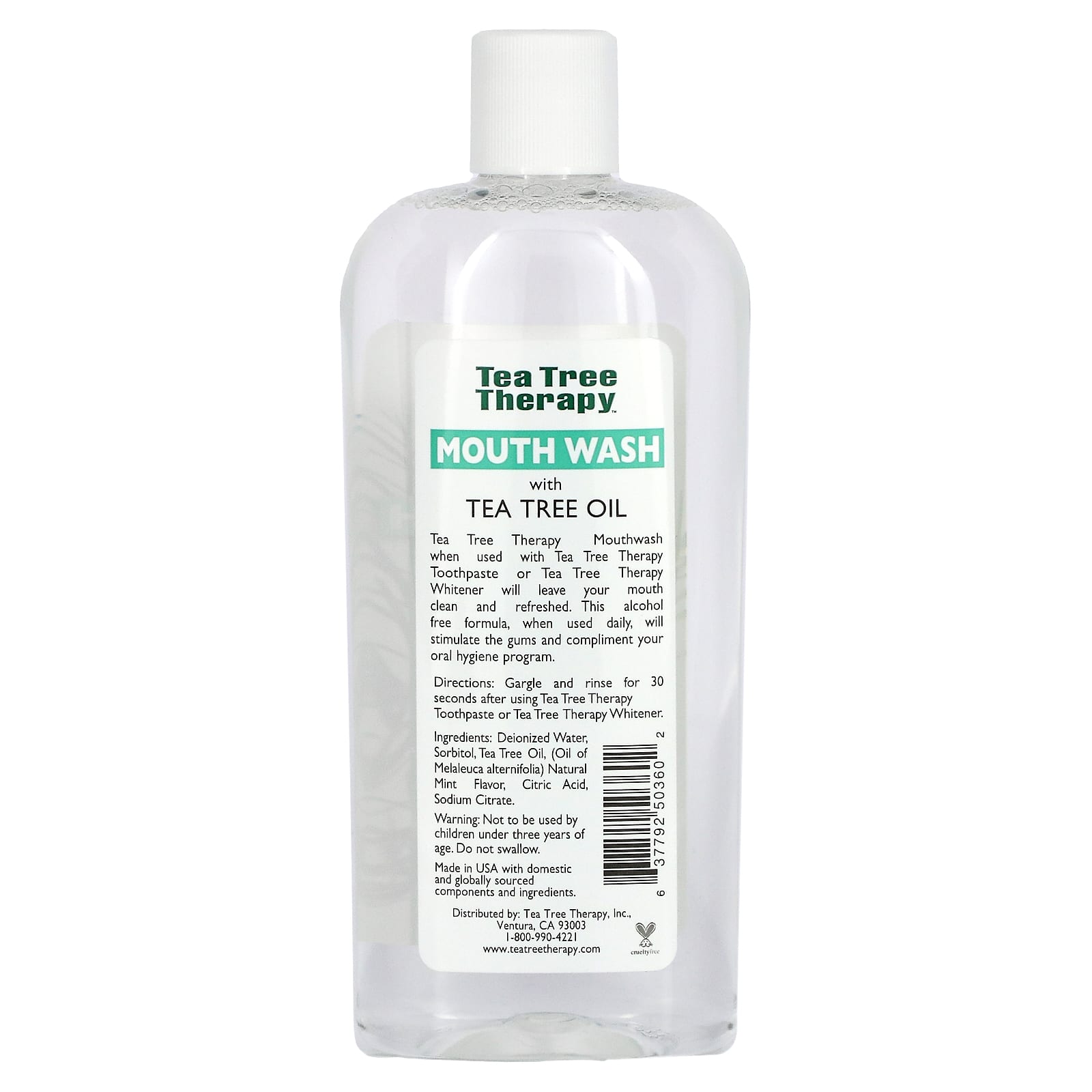 Tea Tree Therapy, Natural Mouthwash Alcohol Free Tea Tree, 12 Oz UPC 637792503602 | Hilife Vitamins