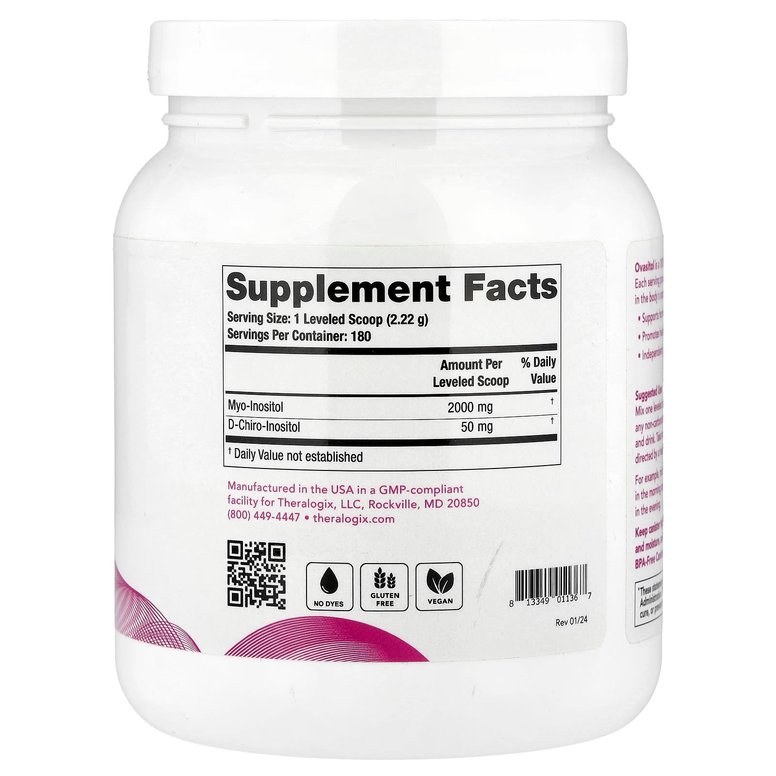 Theralogix, Ovasitol®, Inositol Powder Supplement, 14.12 oz (400 g) UPC 813349011367 | Hilife Vitamins
