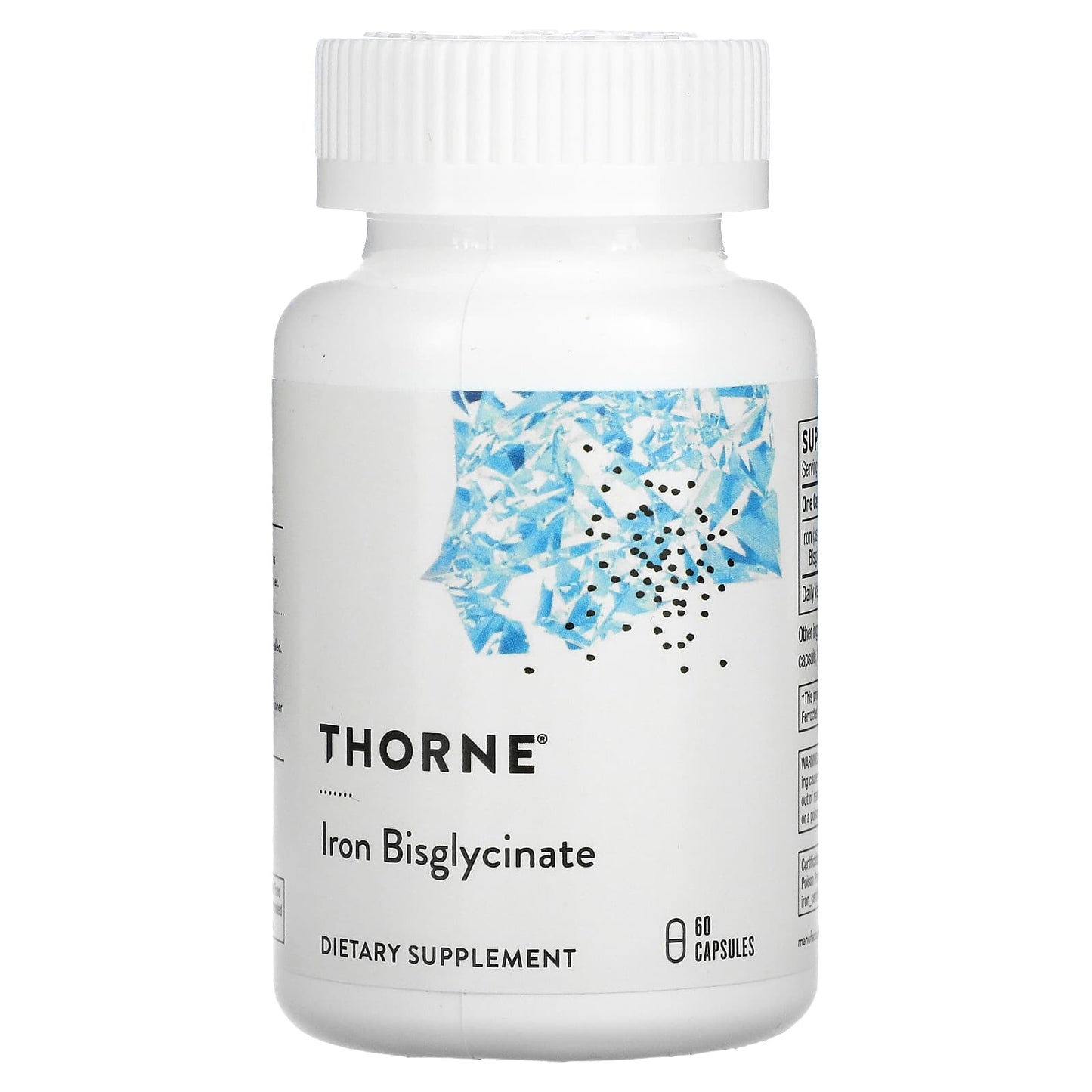 Thorne Research, Iron Bisglycinate, 60 Capsules UPC 693749003458 | HiLife Vitamins