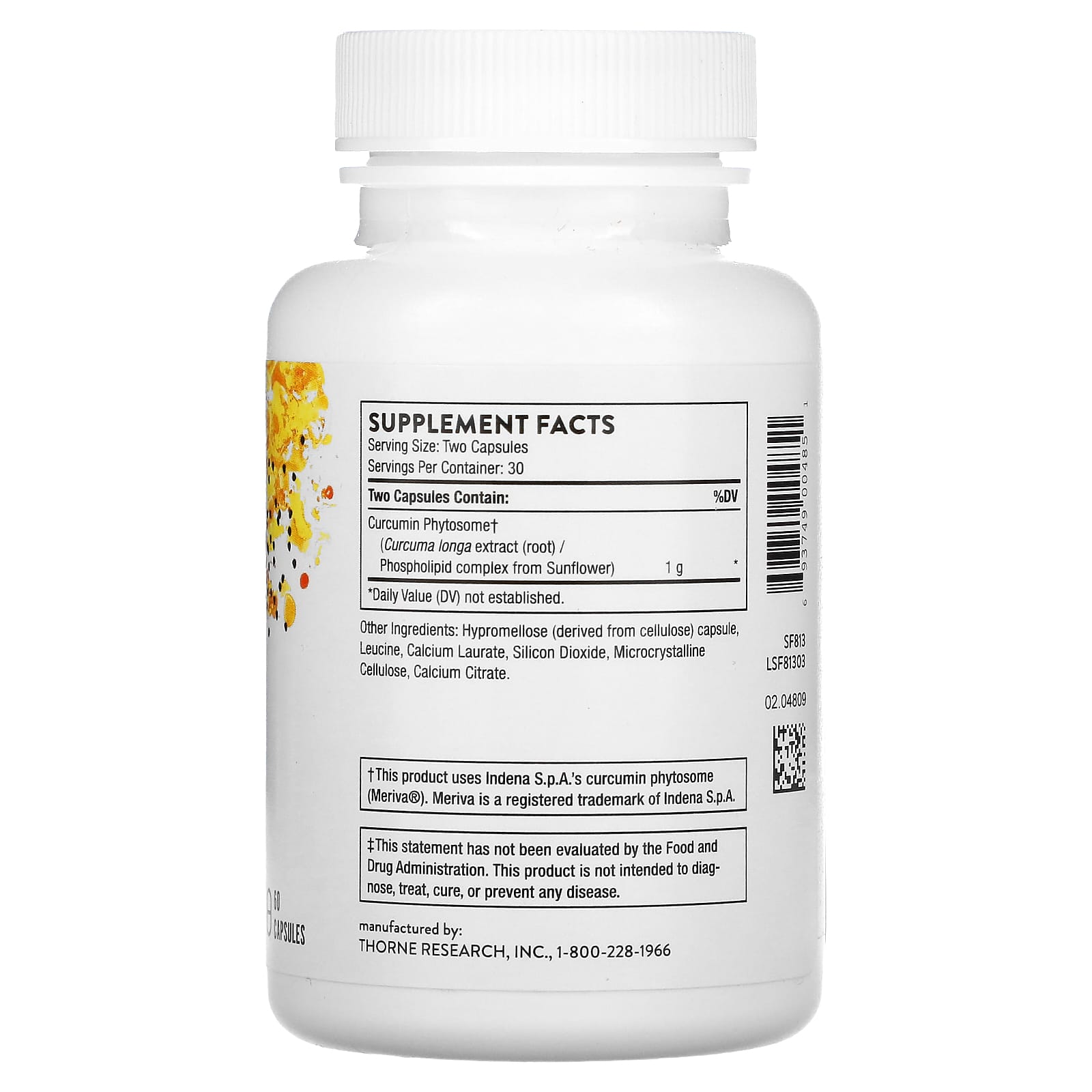 Thorne Research, Curcumin Phytosome (formerly Meriva), 60 Capsules UPC 693749004851 | HiLife Vitamins