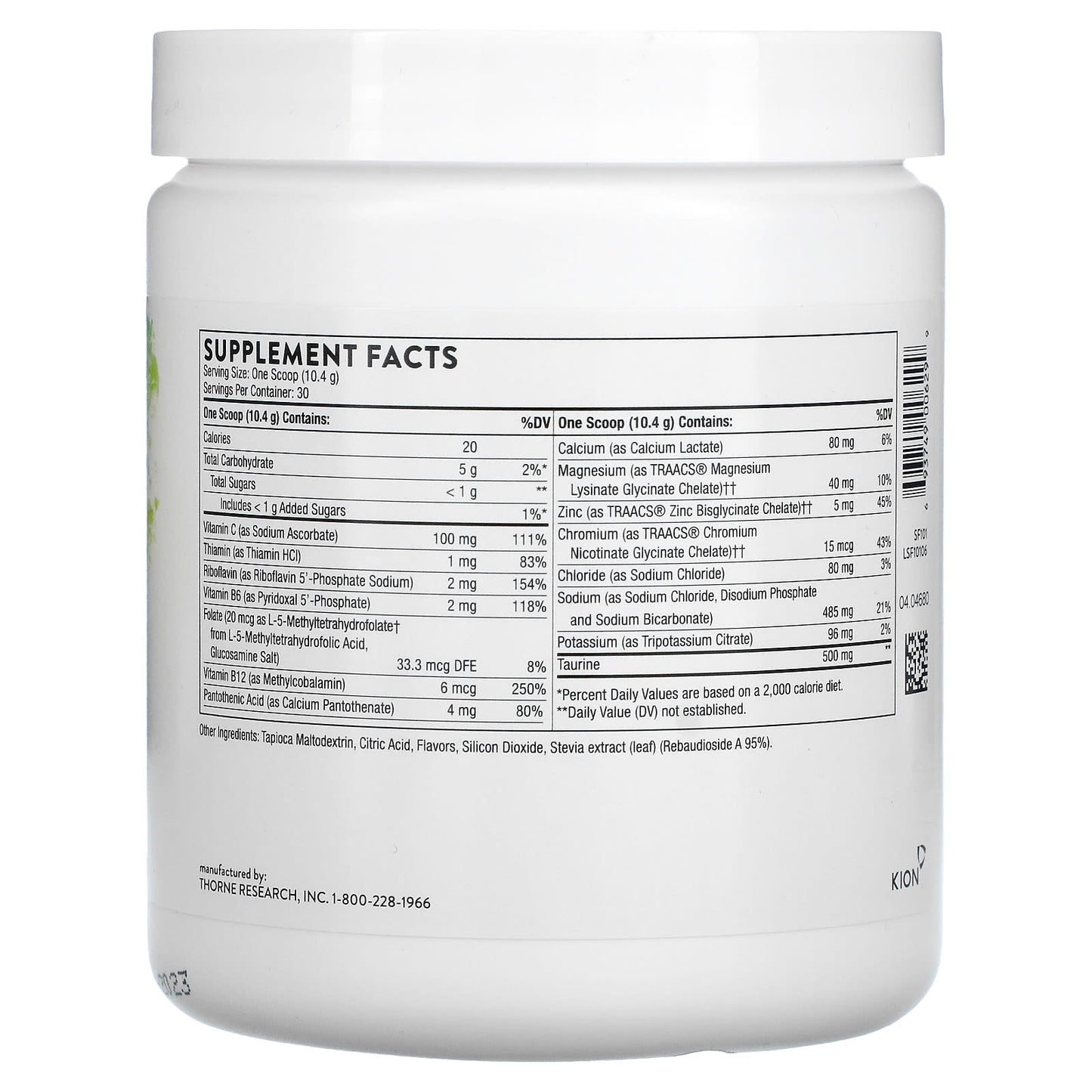 Thorne Research, Catalyte Lemon Lime, 11.01 Oz UPC 693749006299 | HiLife Vitamins