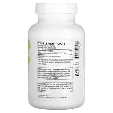 Thorne Research, Beta Alanine-SR, 120 Tablets UPC 693749006459 | HiLife Vitamins