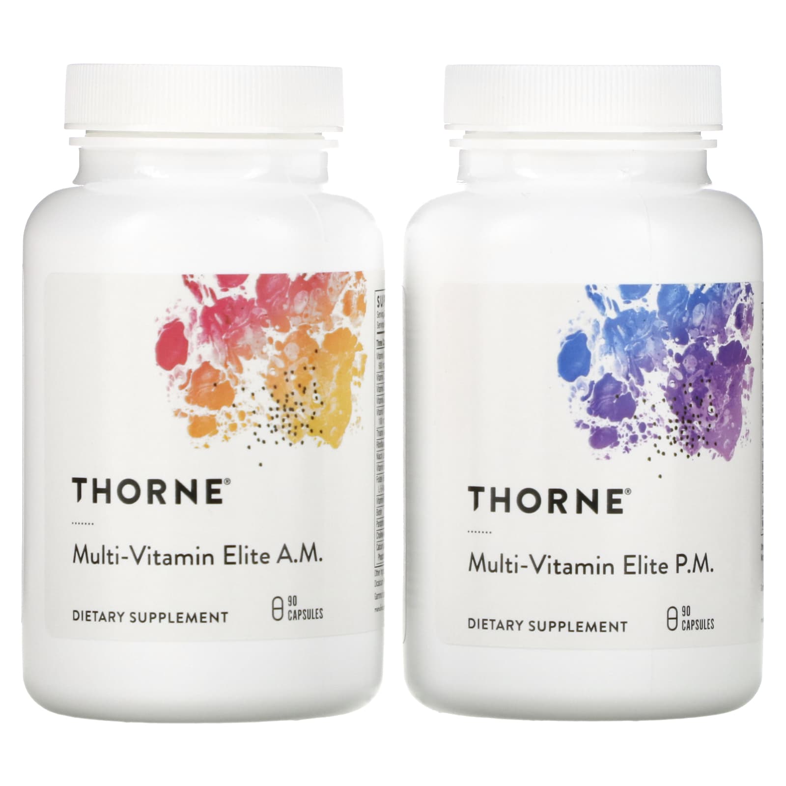 Thorne Research, Multi-Vitamin Elite, A.M. & P.M.(NSF), 90 Capsules Each UPC 693749006534 | HiLife Vitamins