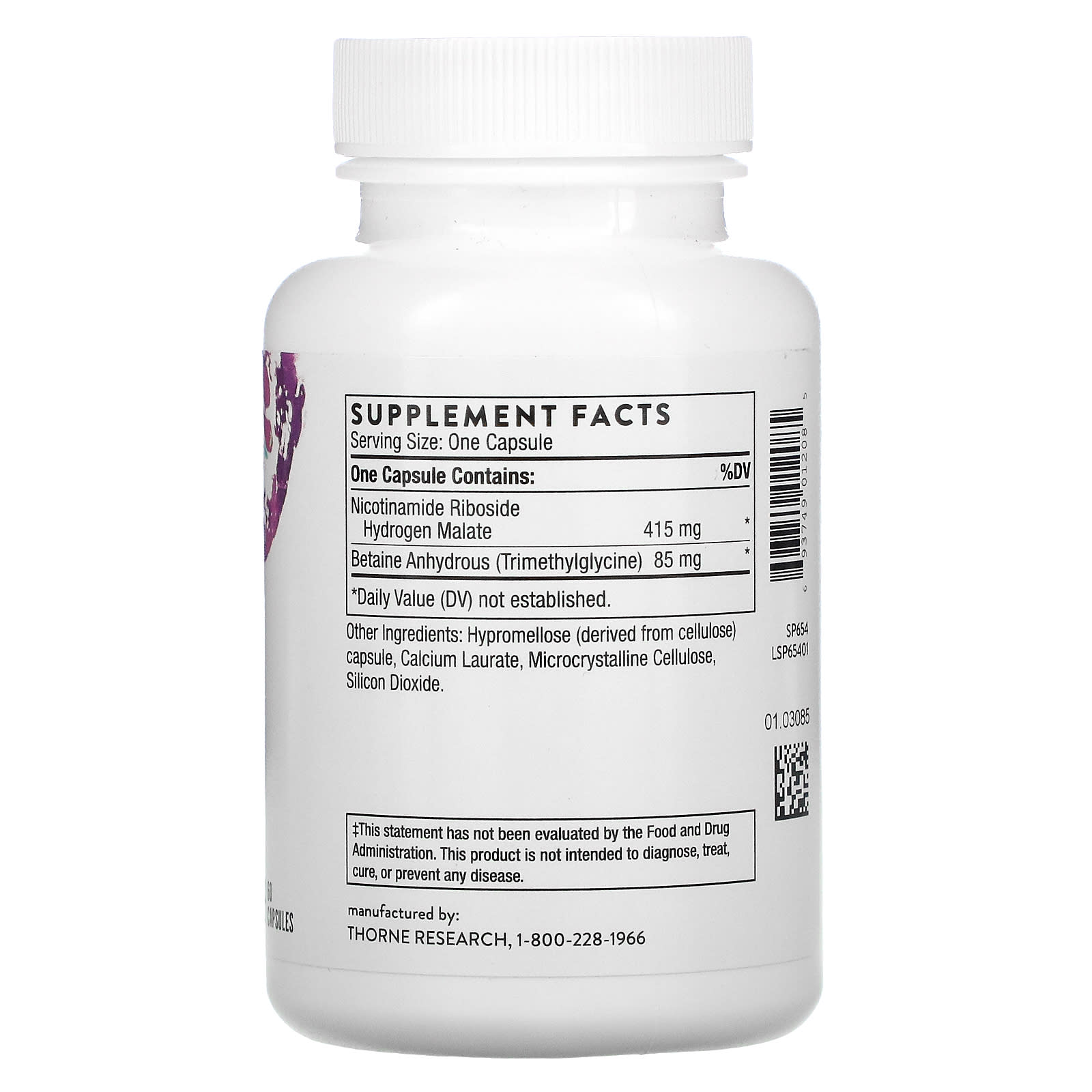 Thorne Research, NiaCel 400, 60 Capsules UPC 693749012085 | HiLife Vitamins