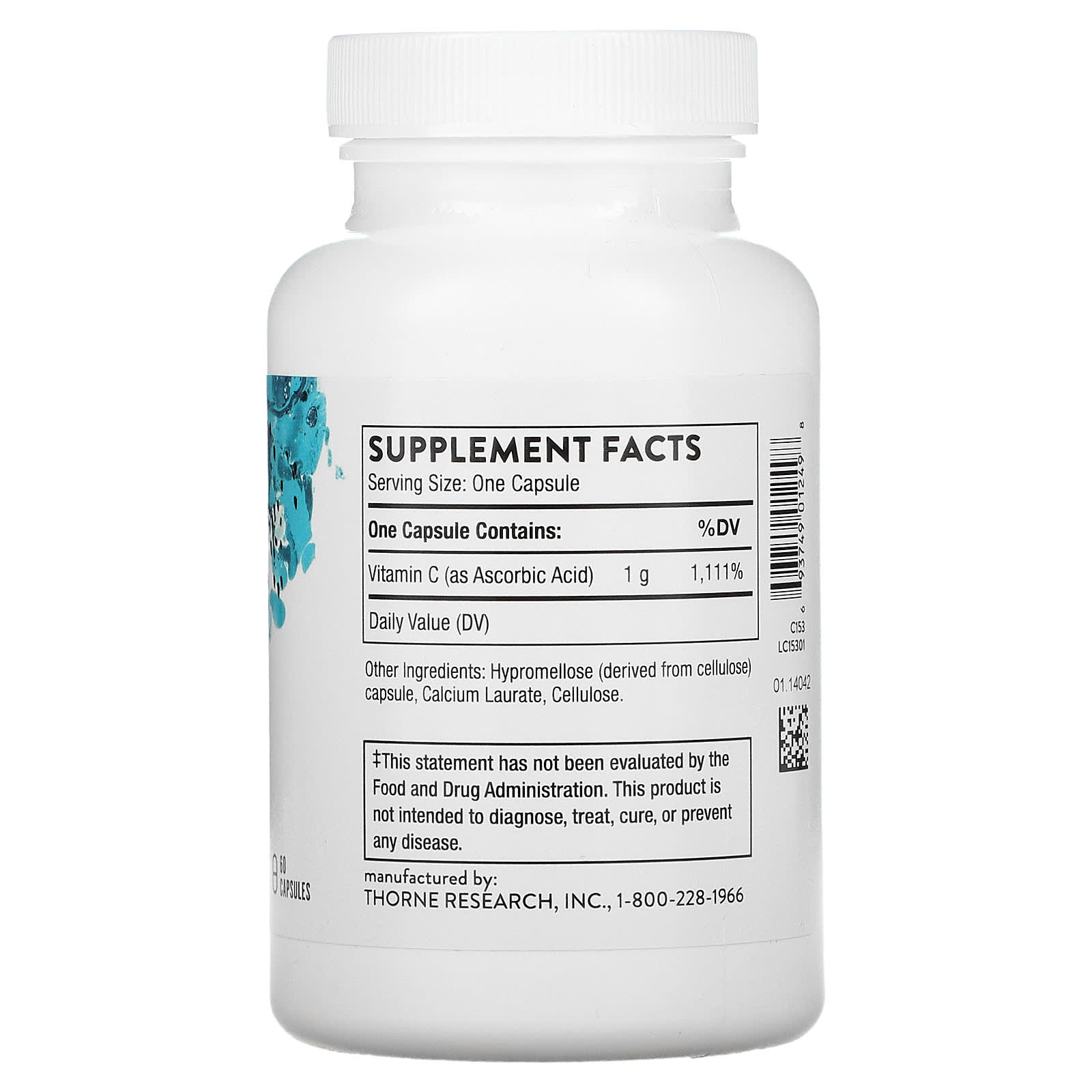 Thorne Research, Ascorbic Acid, Vitamin C, 60 Capsules UPC 693749012498 | HiLife Vitamins