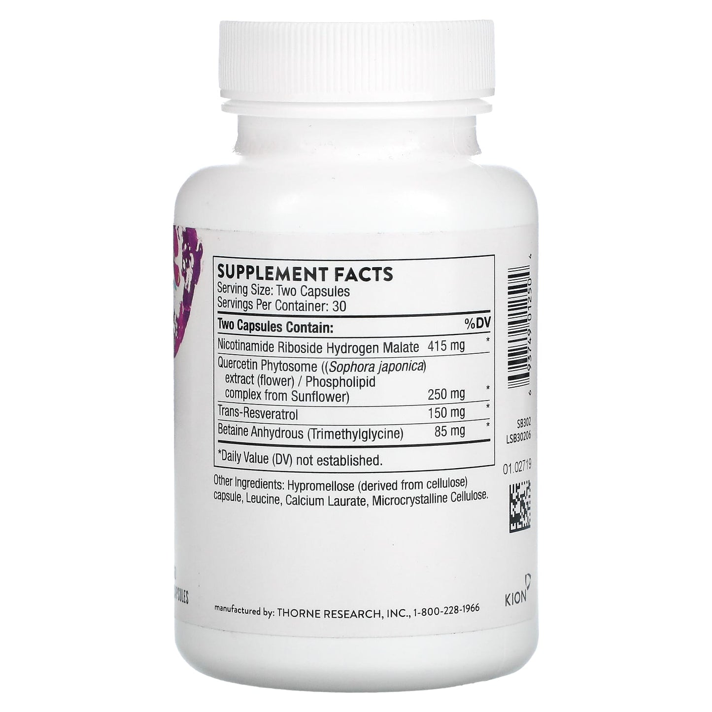 Thorne Research, ResveraCel, 60 Capsules UPC 693749012504 | HiLife Vitamins