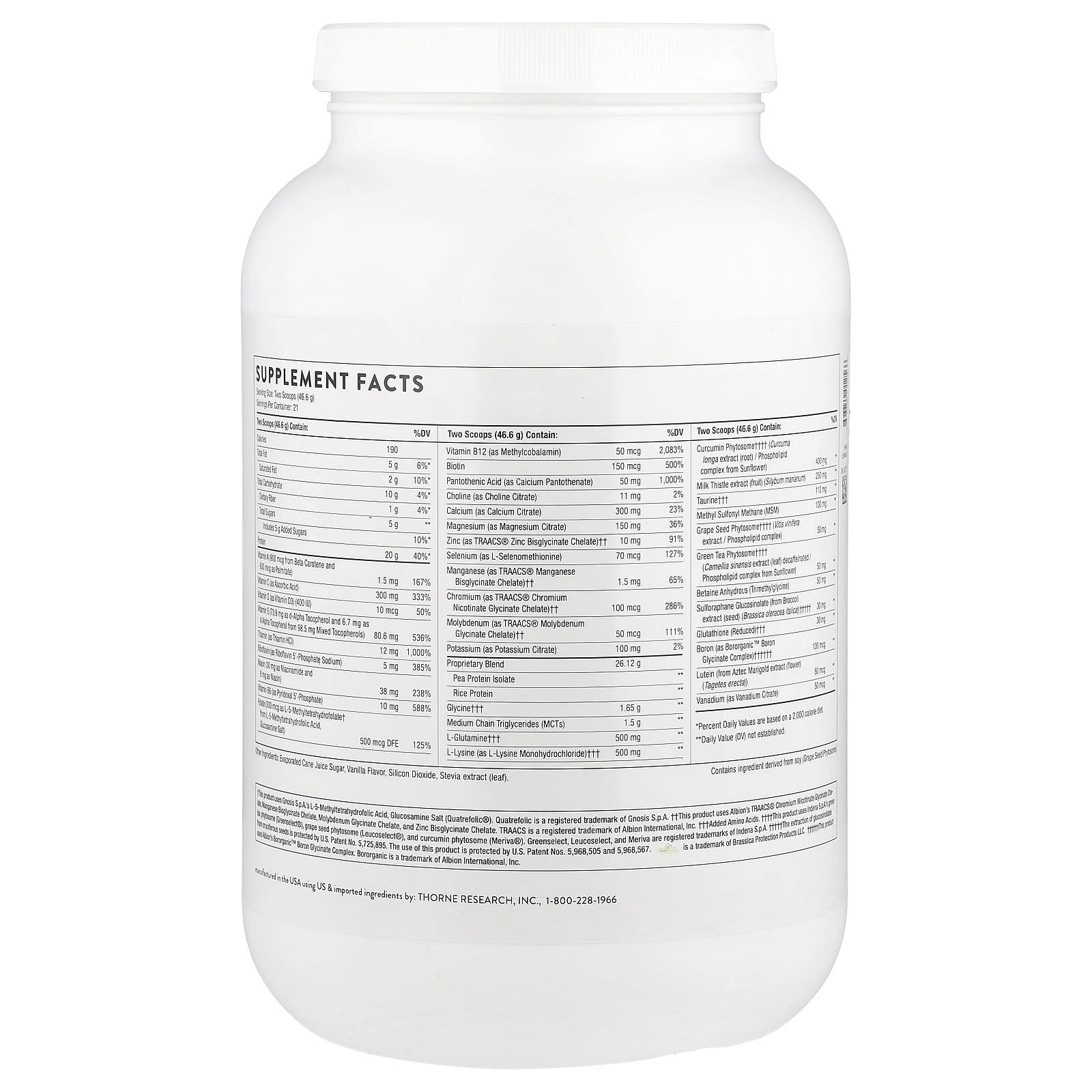 Thorne Research, MediClear-SGS™, Vanilla, 34.4 oz (978 g) UPC 693749012566 | HiLife Vitamins