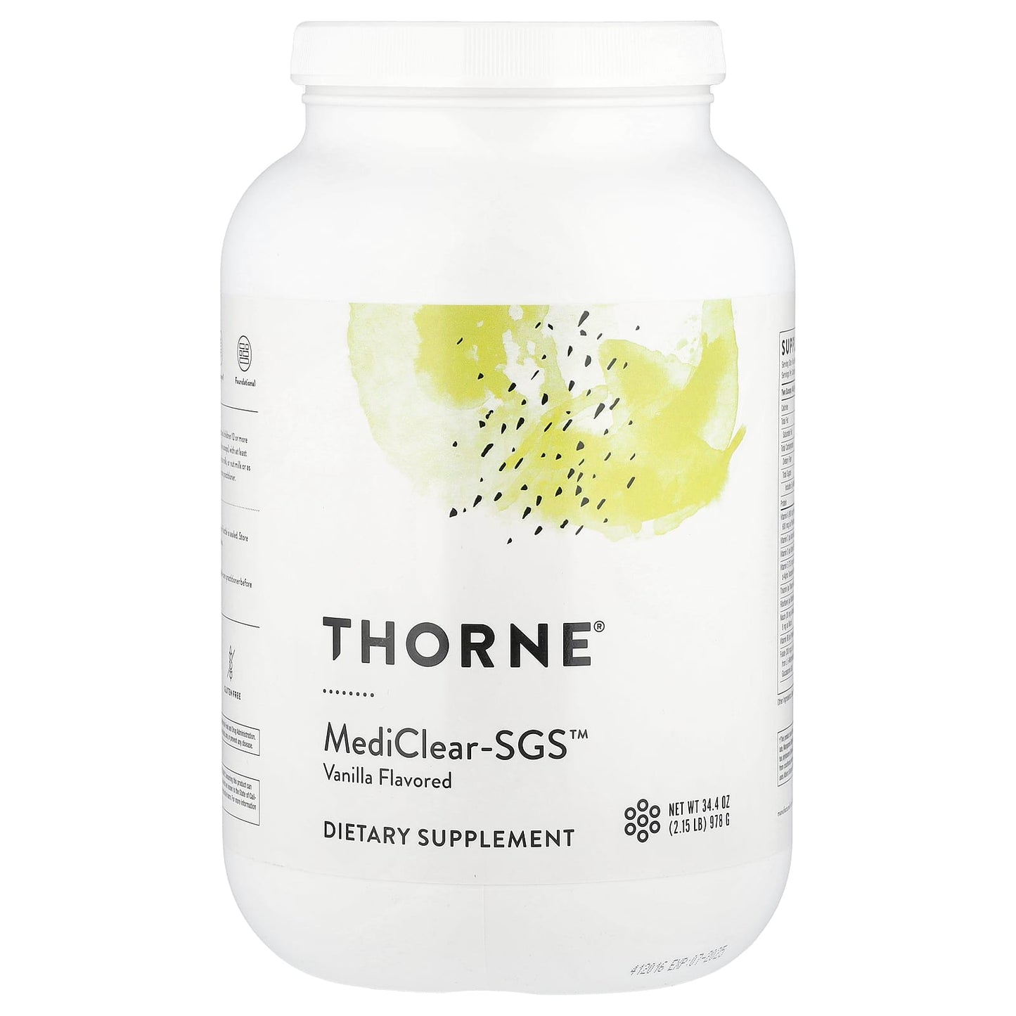 Thorne Research, MediClear-SGS™, Vanilla, 34.4 oz (978 g) UPC 693749012566 | HiLife Vitamins