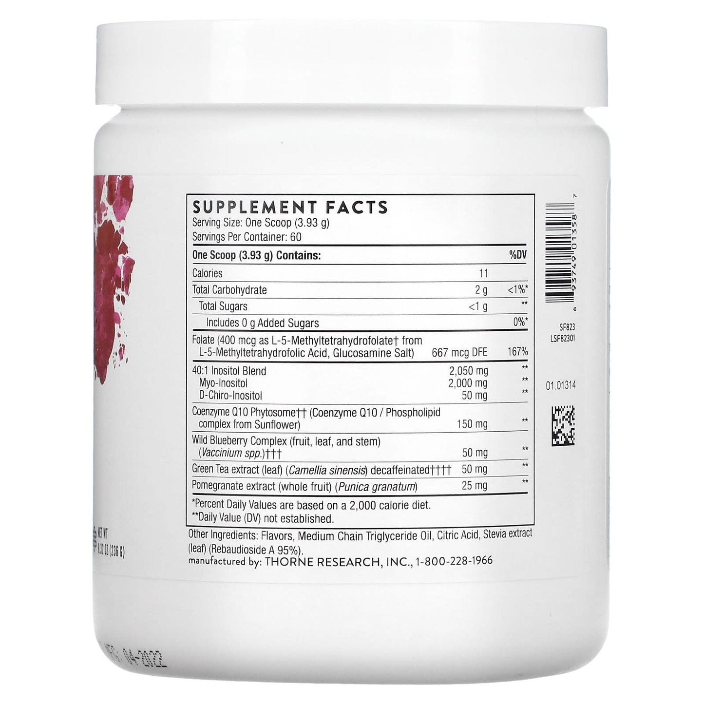 Thorne Research, Ovarian Care, Mixed Berry, 8.32 oz Powder UPC 693749013587 | HiLife Vitamins
