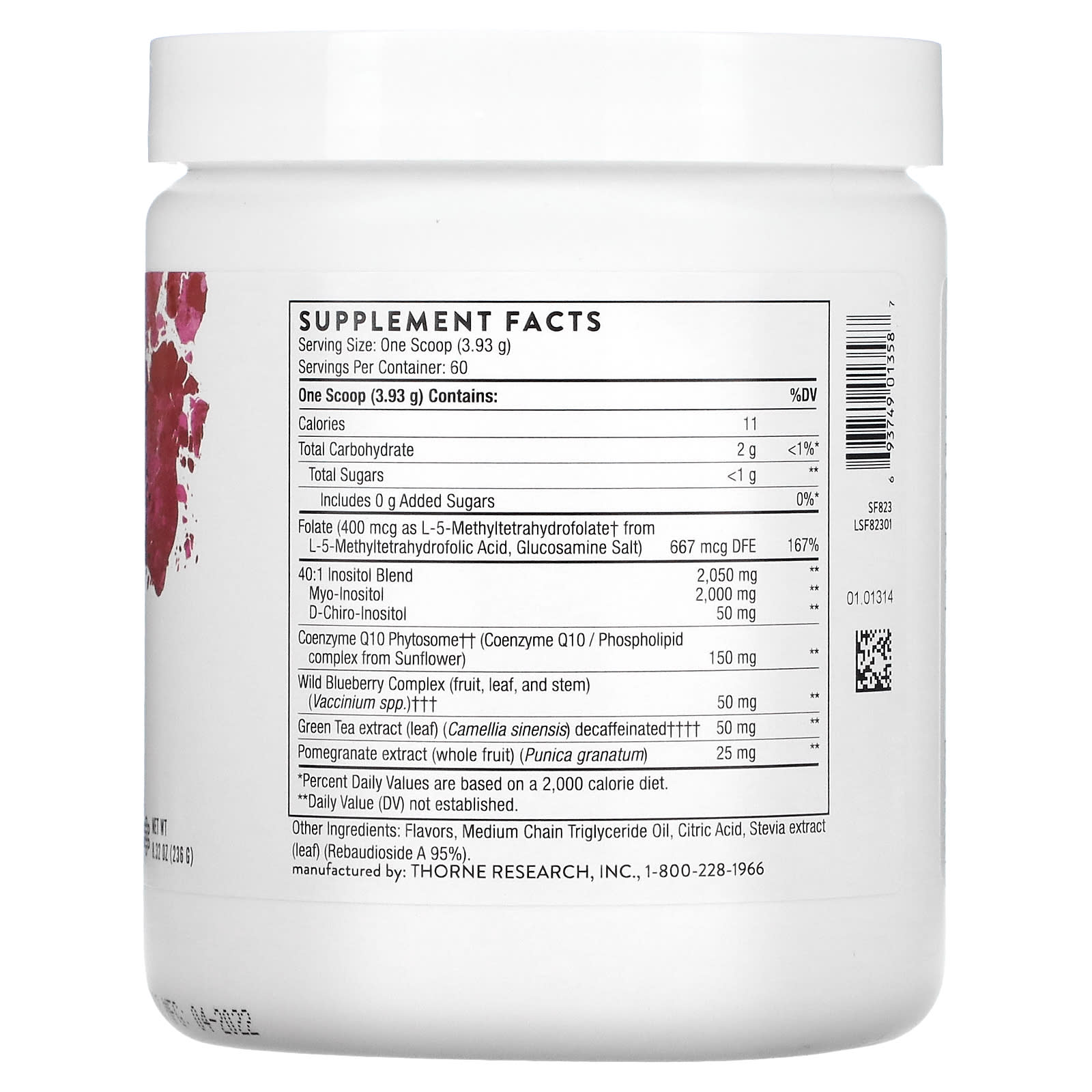 Thorne Research, Ovarian Care, Mixed Berry, 8.32 oz Powder UPC 693749013587 | HiLife Vitamins