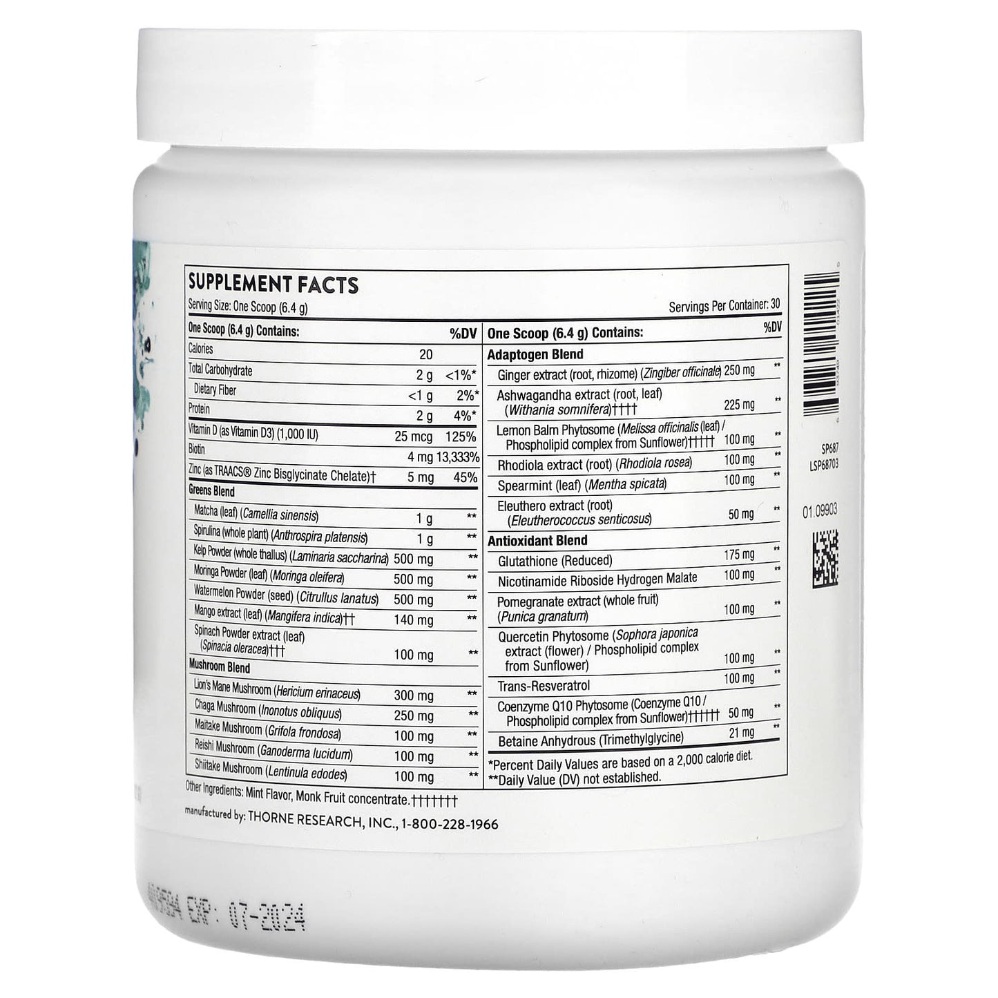Thorne Research, Daily Greens Plus, 6.7 Oz UPC 693749014225 | HiLife Vitamins