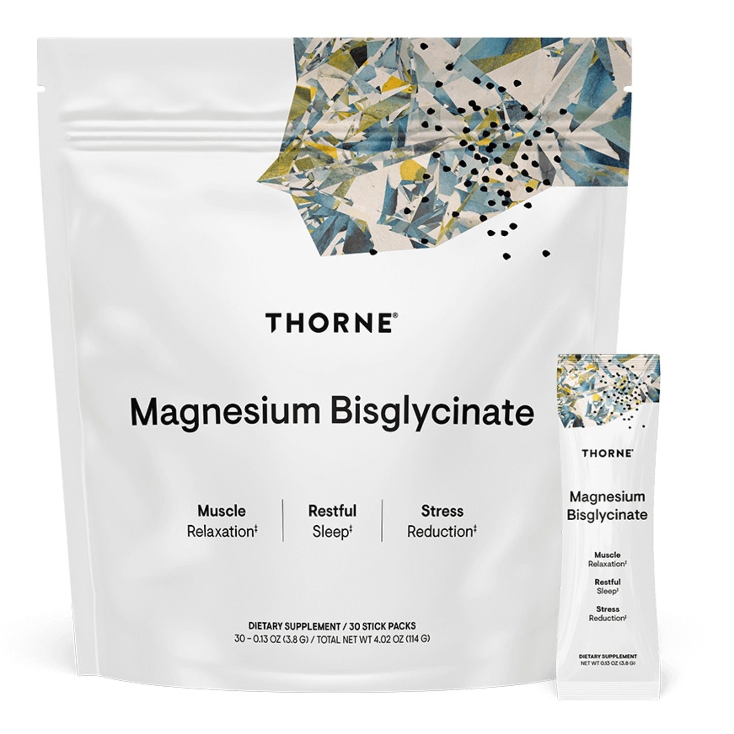 Thorne Research, Magnesium Bisglycinate, 30 Stick Packs, 0.13 oz (3.8 g) Each UPC 693749015130 | HiLife Vitamins