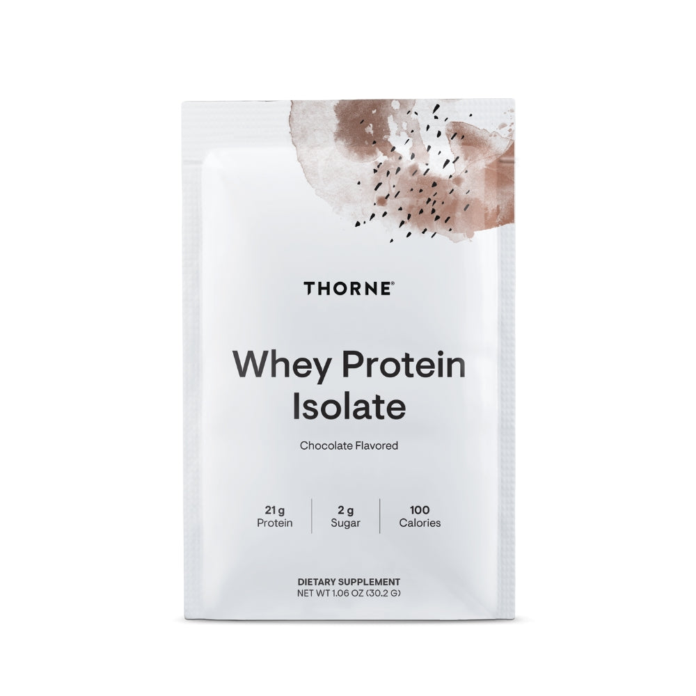 Thorne Research, Whey Protein Isolate, Chocolate Flavor, 14 Packets 1.06 OZ (30.2G) UPC 693749015192 | HiLife Vitamins