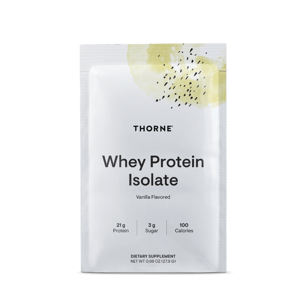 Thorne Research, Whey Protein Isolate, Vanilla Flavor, 14 Packets 0.98 OZ (27.9G) UPC 693749015215 | HiLife Vitamins