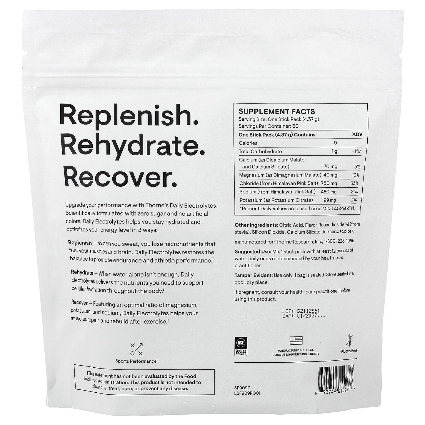 Thorne Research, Daily Electrolytes, Blood Orange, 30 Stick Packs,  0.15 oz (4.37 g) Each