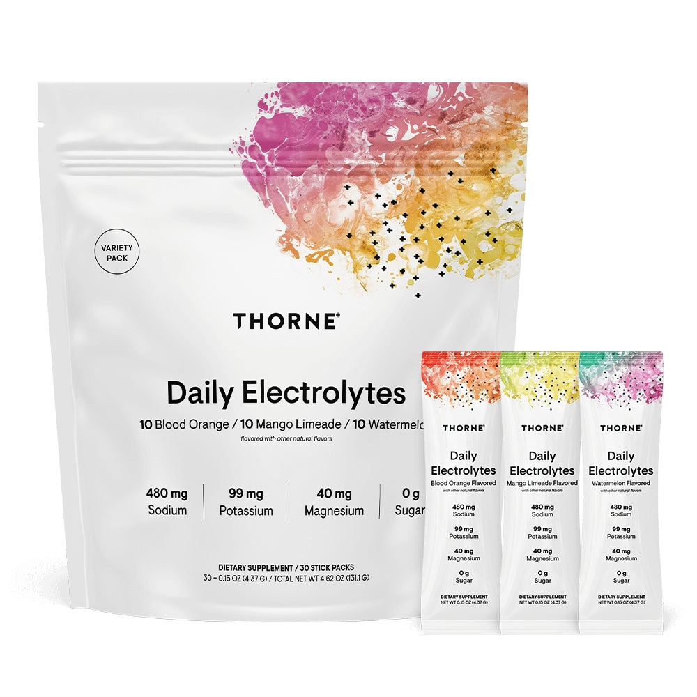 Thorne Research, Daily Electrolytes, Variety Pack, 30 Stick Packs UPC 693749015314 | HiLife Vitamins