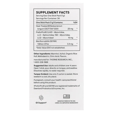 Thorne Research, Complete Biotic, Frosted Orange, 30 Stick Packs, 0.04 oz (1 g) Each UPC 693749015352 | HiLife Vitamins