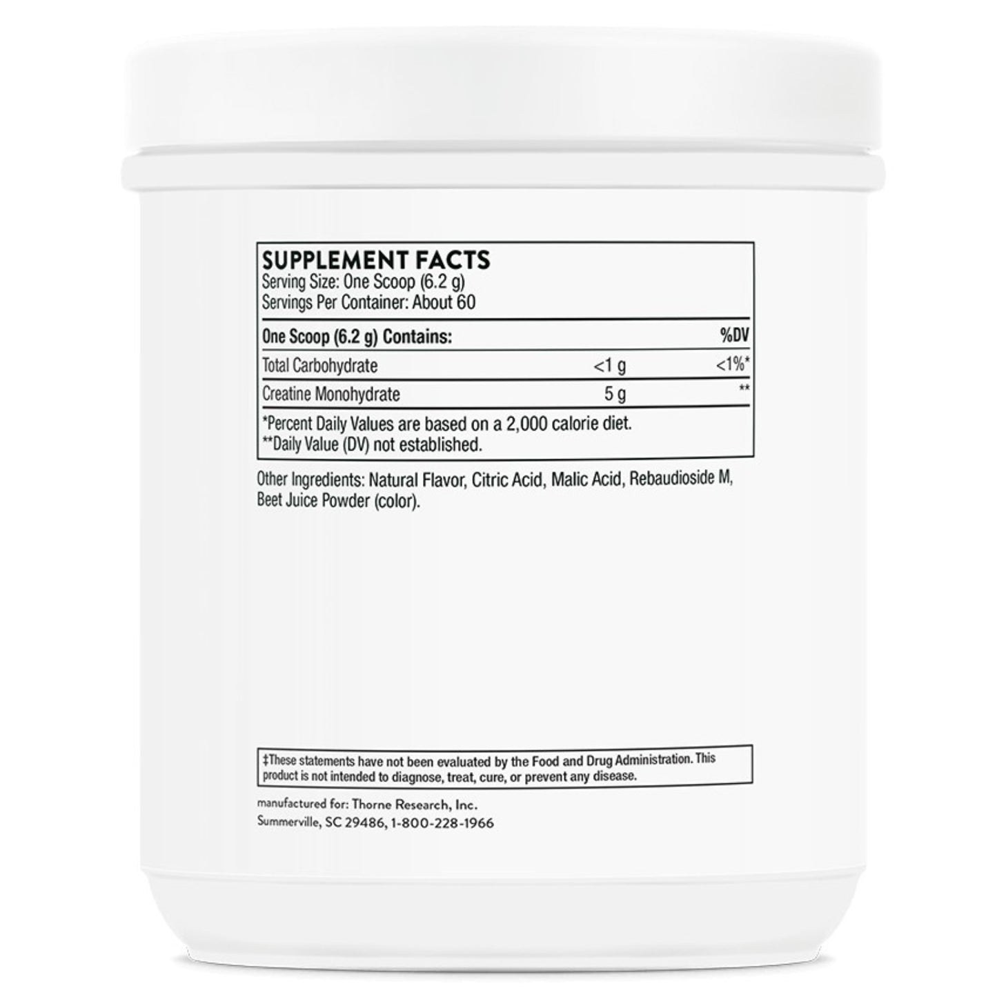 Thorne Research, Creatine, Strawberry Flavored, 13.1 oz (372 G) UPC 693749015567 | HiLife Vitamins