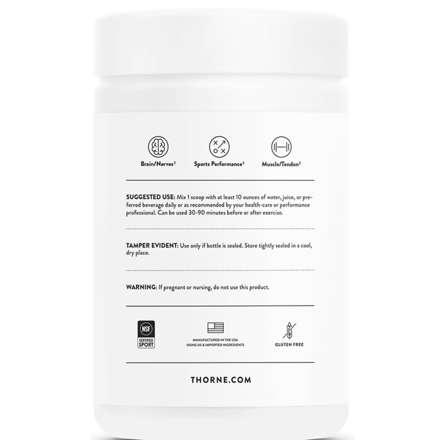 Thorne Research, Creatine + BCAAs, 15.2 Oz (432 G) - 693749015604 | Hilife Vitamins