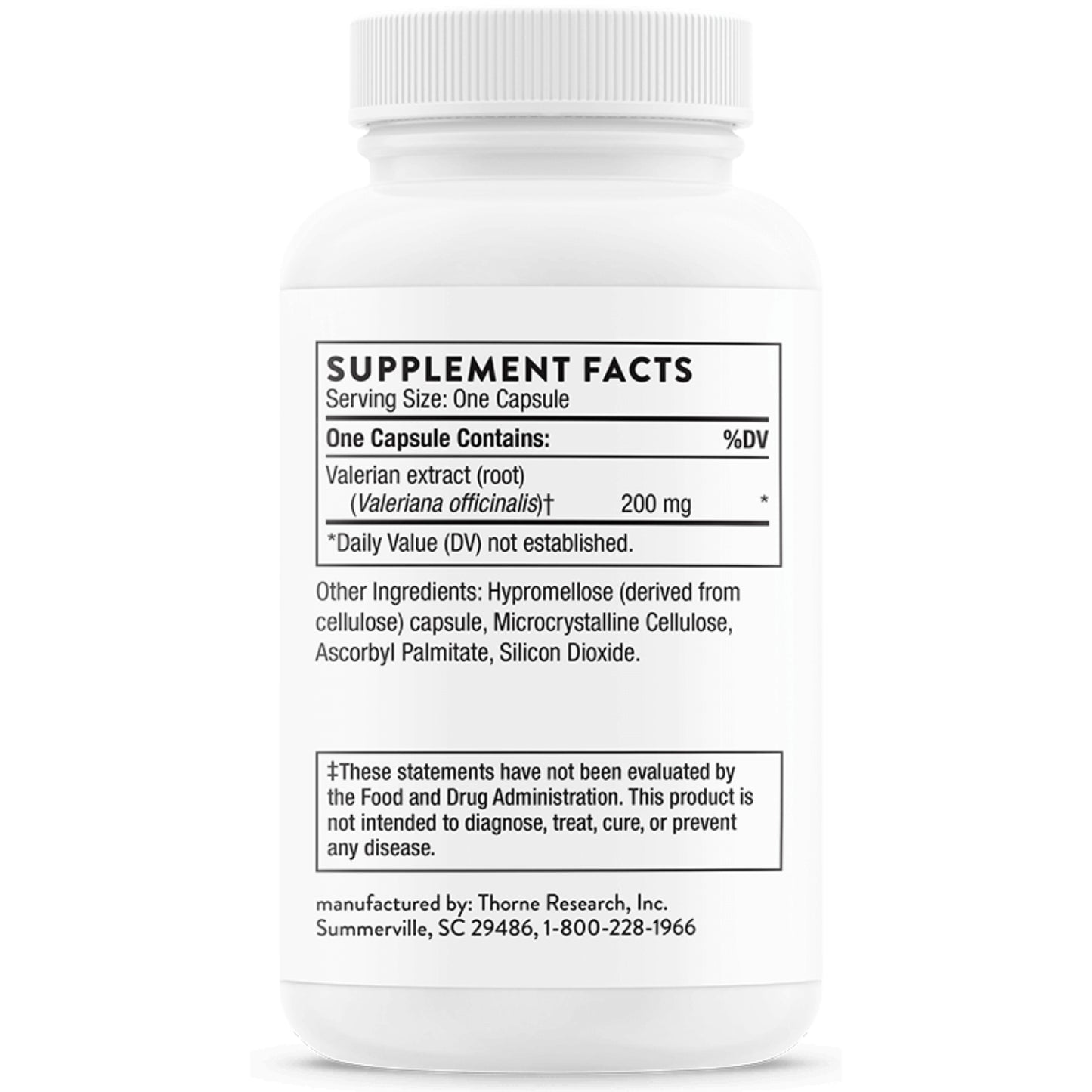 Thorne Research, Valerian Root, 30 Capsules UPC 693749015840 | HiLife Vitamins