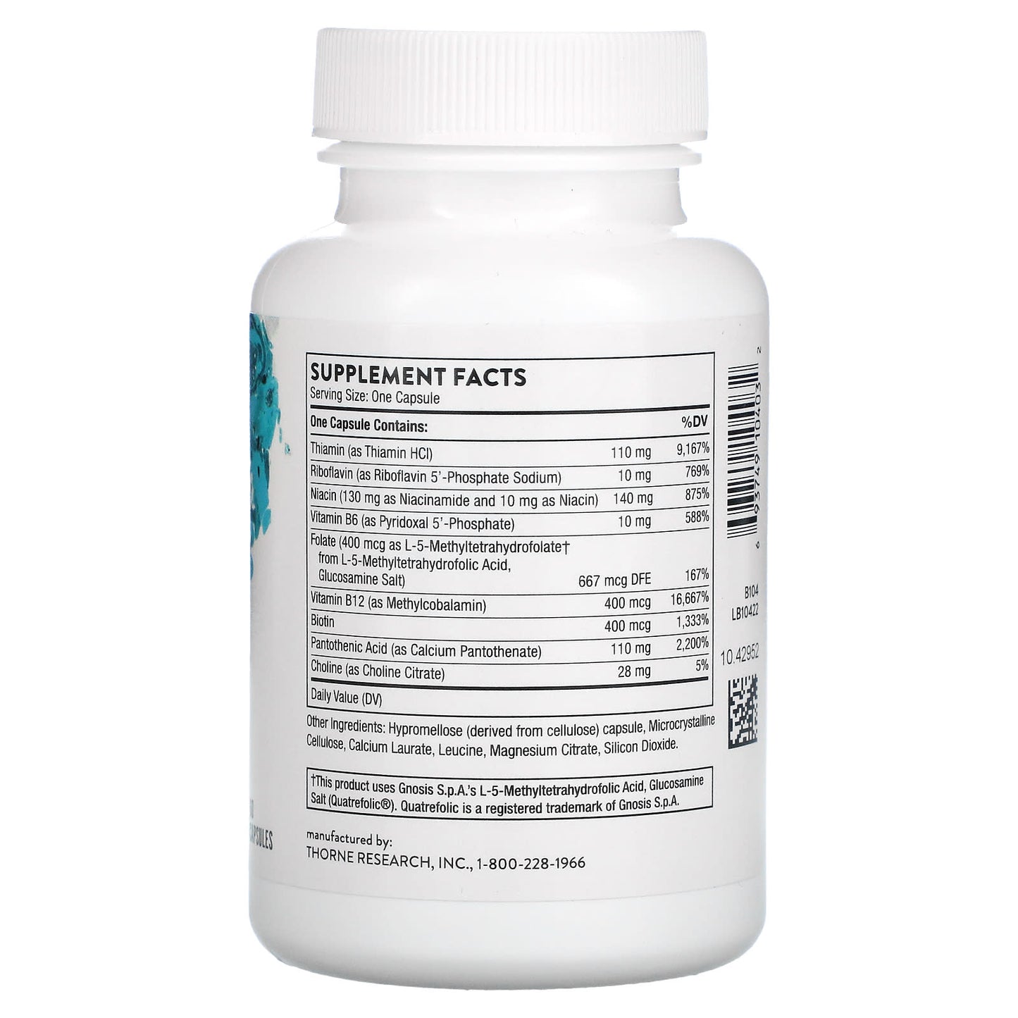 Thorne Research, Basic B Complex, 60 Capsules UPC 693749104032 | HiLife Vitamins