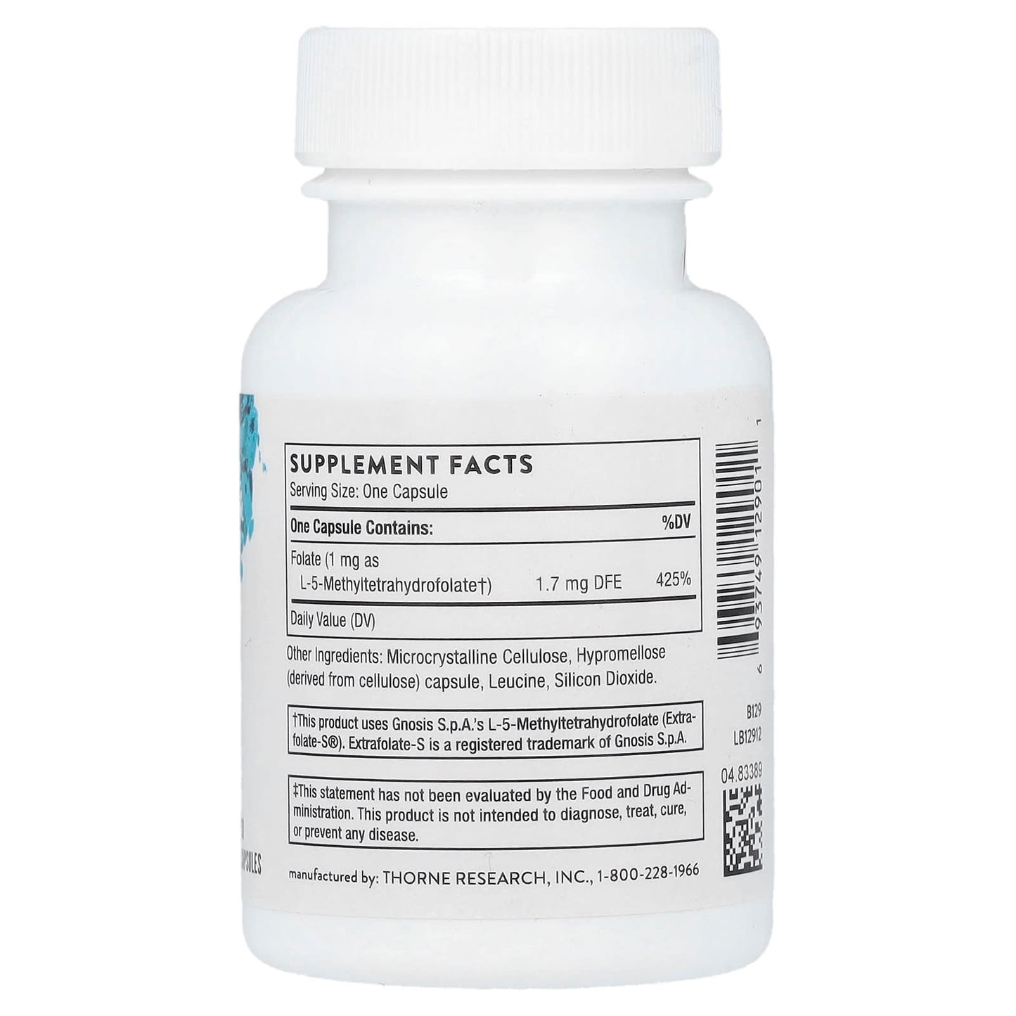 Thorne Research, 5-MTHF, 1 mg, 60 Capsules UPC 693749129011 | HiLife Vitamins