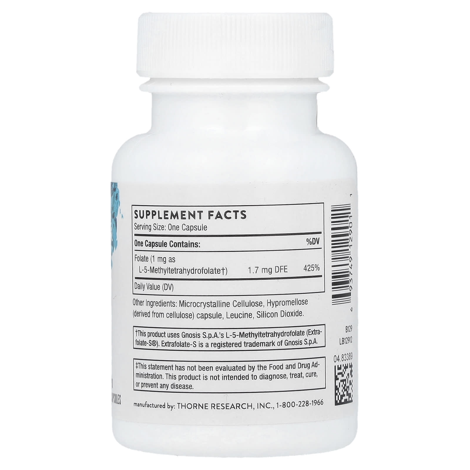 Thorne Research, 5-MTHF, 1 mg, 60 Capsules UPC 693749129011 | HiLife Vitamins