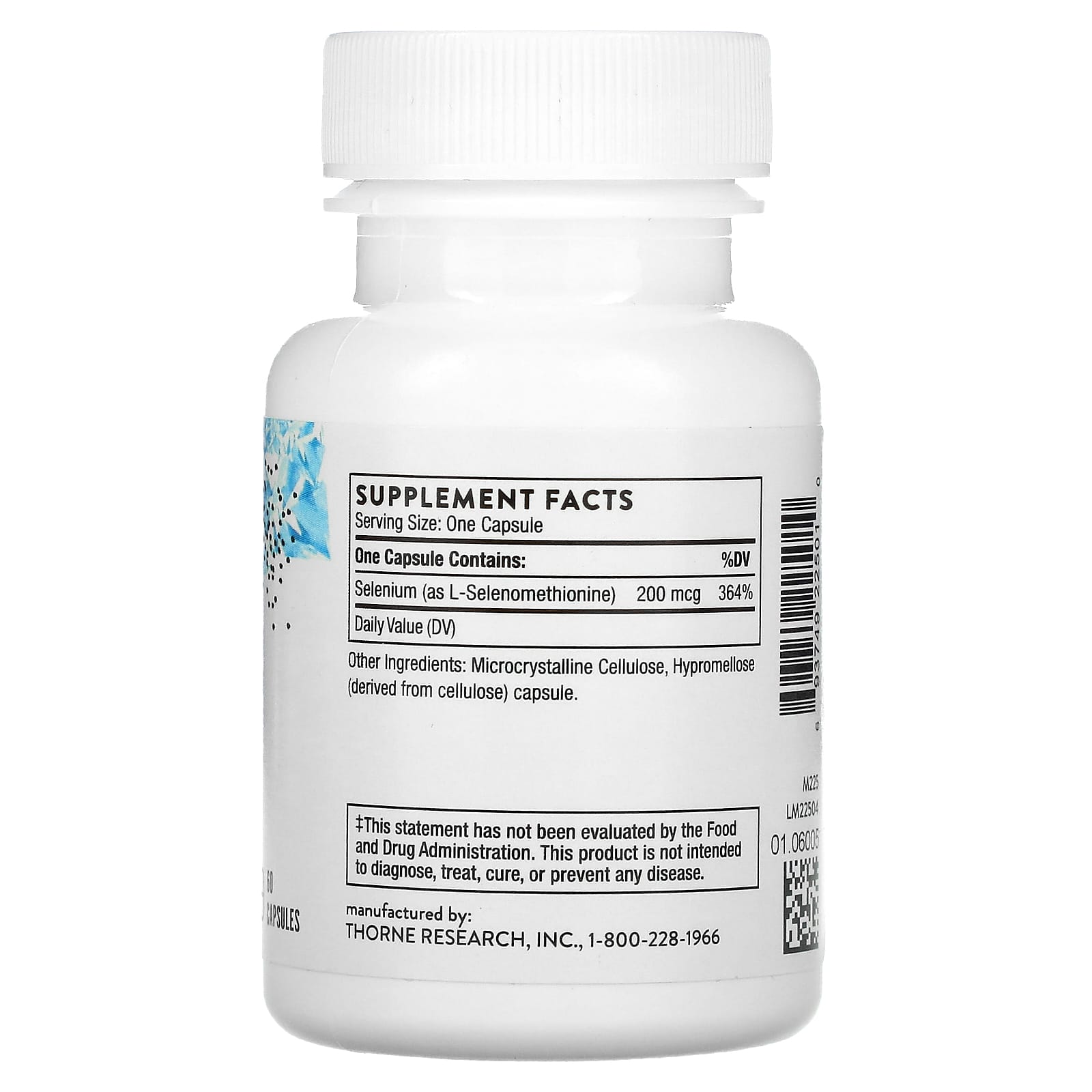 Thorne Research, Selenium 200 mcg, 60 Capsules UPC 693749225010 | HiLife Vitamins