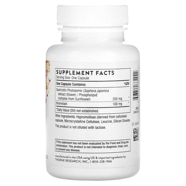 Thorne Research, Quercenase, 60 Capsules UPC 693749332022 | HiLife Vitamins