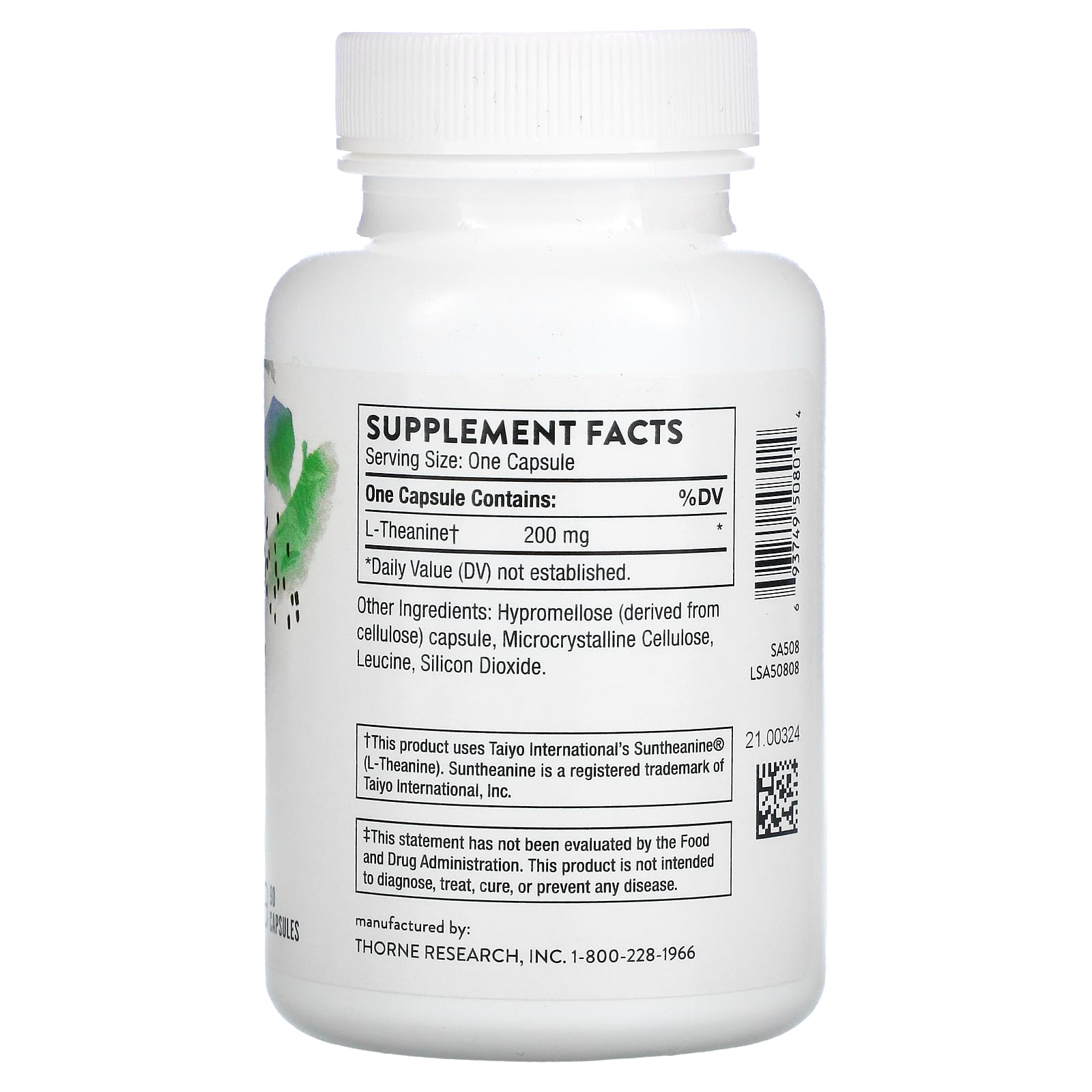 Thorne Research, Theanine, 90 Capsules UPC 693749508014 | HiLife Vitamins