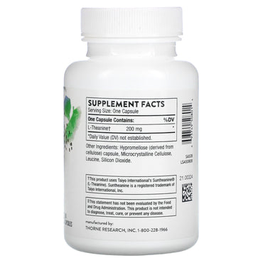 Thorne Research, Theanine, 90 Capsules UPC 693749508014 | HiLife Vitamins
