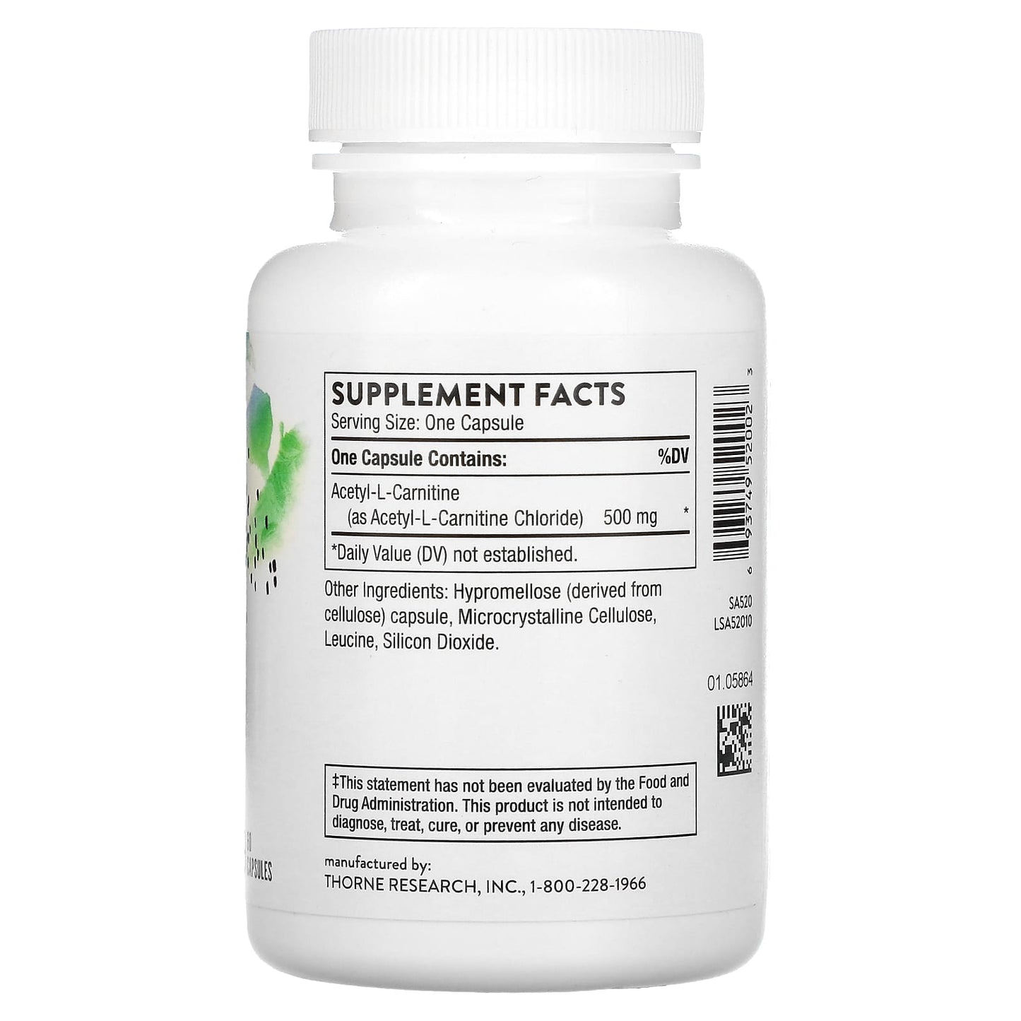 Thorne Research, Acetyl-L-Carnitine, 60 Capsules UPC 693749520023 | HiLife Vitamins
