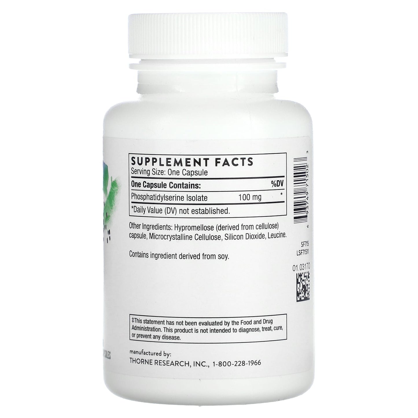 Thorne Research, Phosphatidylserine (formerly Iso-Phos), 60 Capsules UPC 693749715023 | HiLife Vitamins