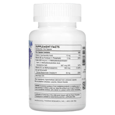 Thorne Research, Advanced Iron Complex (formerly Ferrasorb), 60 Capsules UPC 693749750031 | HiLife Vitamins