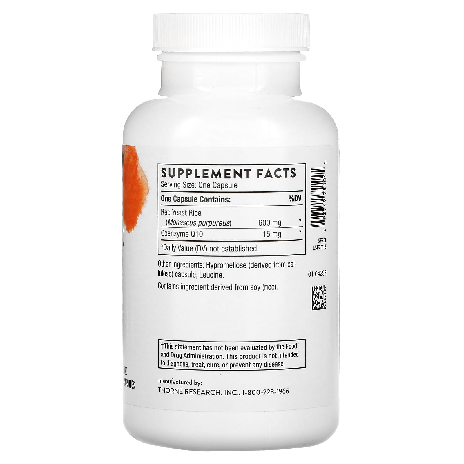Thorne Research, Red Yeast Rice + CoQ10, 120 Capsules UPC 693749751045 | HiLife Vitamins
