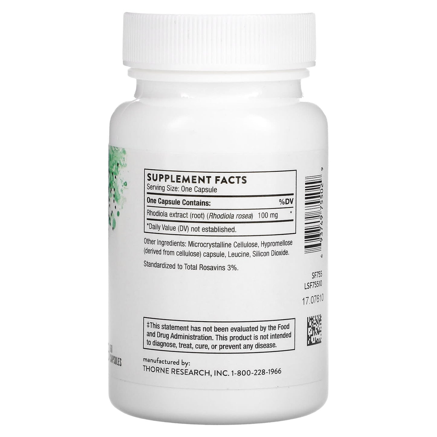 Thorne Research, Rhodiola, 60 Capsules UPC 693749755029 | HiLife Vitamins