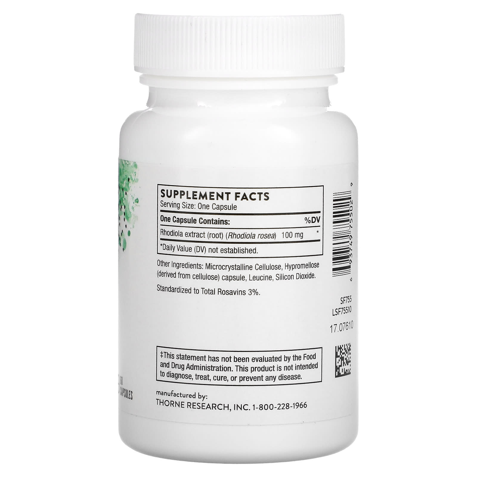 Thorne Research, Rhodiola, 60 Capsules UPC 693749755029 | HiLife Vitamins